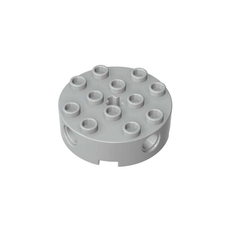 Brick Round 4 x 4 with 4 Side Pin Holes and Center Axle Hole