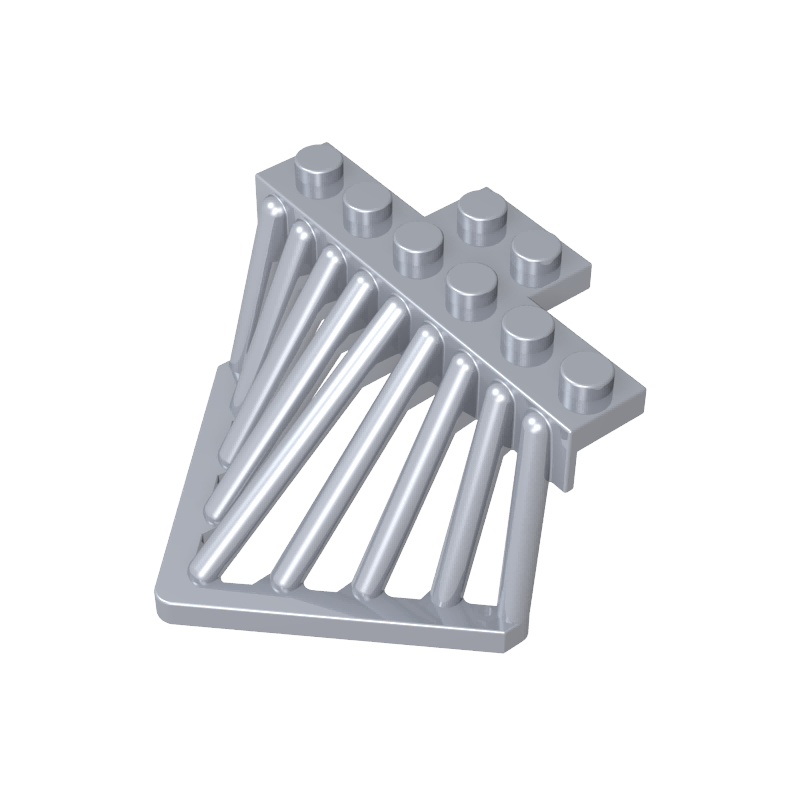 Train Cow Catcher, Plate Special 2 x 6 with Sloped Bars - Color ID 73