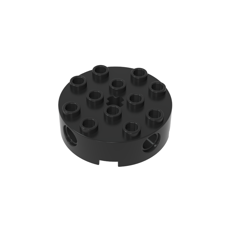 Brick Round 4 x 4 with 4 Side Pin Holes and Center Axle Hole