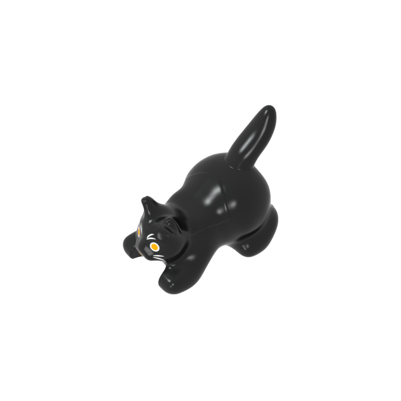 Animal, Cat, Kitten Crouching [Plain] — GoBricks compatible brick