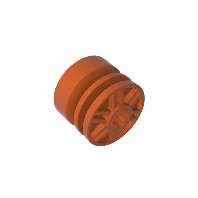 Wheel 18mm x 14mm with Axle Hole, Fake Bolts and Shallow Spokes